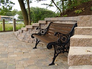 Bench seat looking out on the river in front of Celtik retaining wall